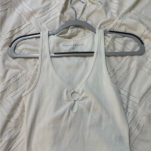 Aeropostale Women's White Tank Top with Knot Detail